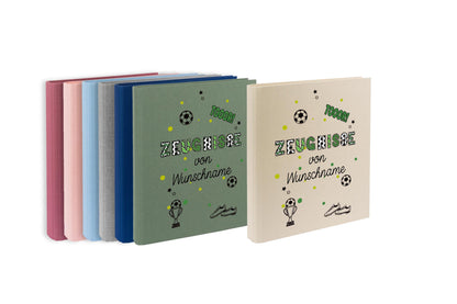 Personalisierte Zeugnismappe – mit Schriftzug Zeugnisse – Ordner A4 für Zeugnisse, Geschenk zur Einschulung Fußball
