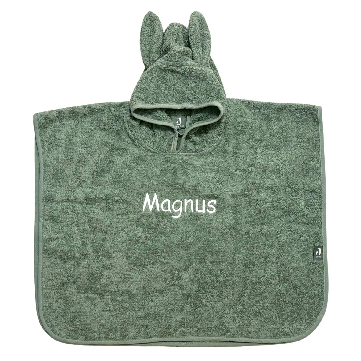 Baby Badeponcho mit Name Bestickt Poncho aus Frottee Baumwolle Salbei