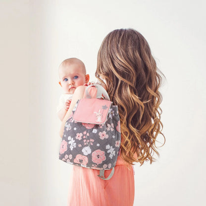 Personalisierter Rucksack für Kinder 8 Liter Kindergartenrucksack aus Baumwolle mit Namen bedruckt Motiv Hase/Blumen
