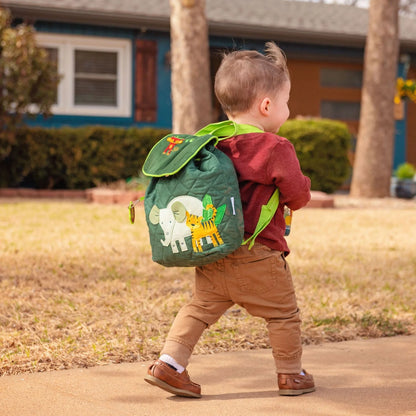 Personalisierter Rucksack für Kinder 8 Liter Kindergartenrucksack aus Baumwolle mit Namen bedruckt Motiv Zoo
