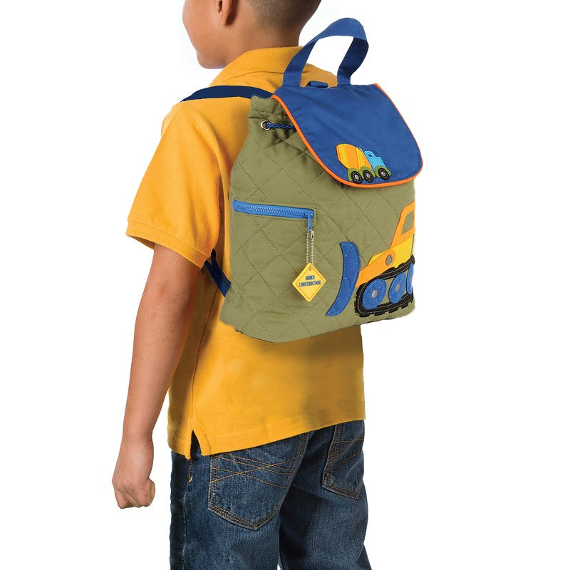 Personalisierter Rucksack für Kinder 8 Liter Kindergartenrucksack aus Baumwolle mit Namen bedruckt Motiv Baustelle