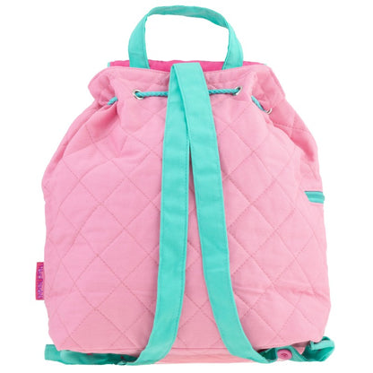 Personalisierter Rucksack für Kinder 8 Liter Kindergartenrucksack aus Baumwolle mit Namen bedruckt Motiv Einhorn pink