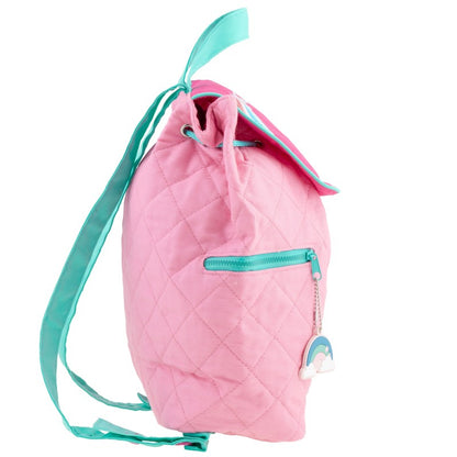 Personalisierter Rucksack für Kinder 8 Liter Kindergartenrucksack aus Baumwolle mit Namen bedruckt Motiv Einhorn pink