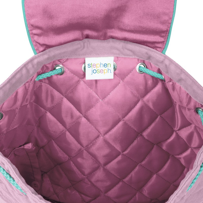 Personalisierter Rucksack für Kinder 8 Liter Kindergartenrucksack aus Baumwolle mit Namen bedruckt Motiv Einhorn pink
