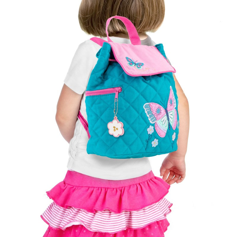 Personalisierter Rucksack für Kinder 8 Liter Kindergartenrucksack aus Baumwolle mit Namen bedruckt Motiv Schmetterling