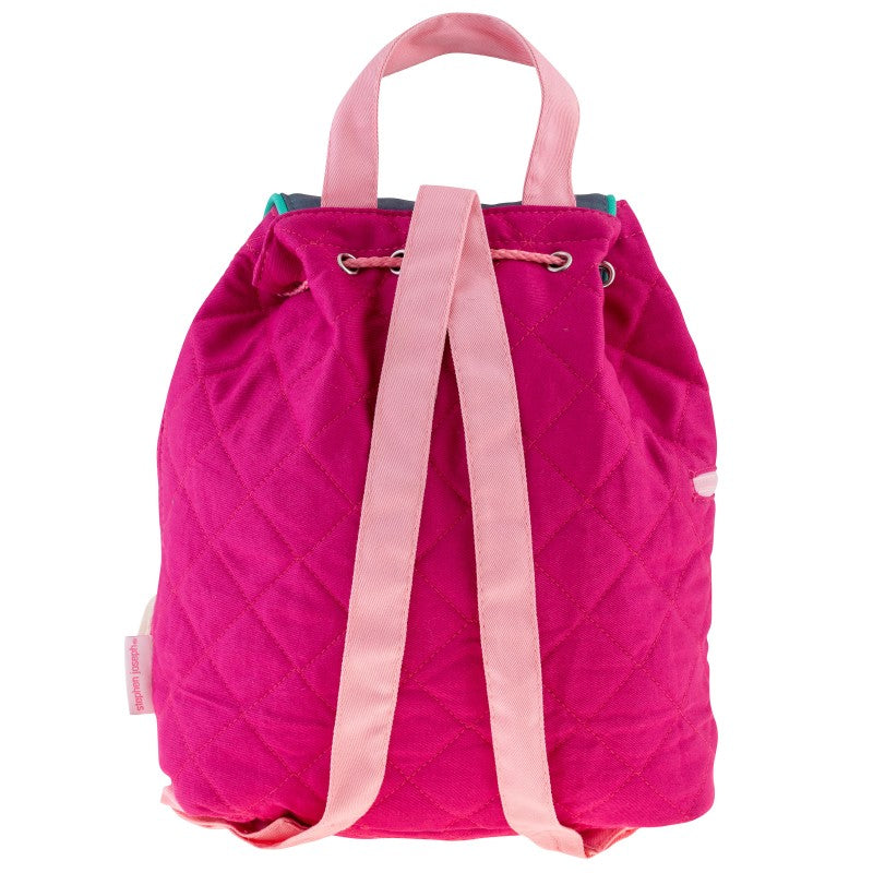 Personalisierter Rucksack für Kinder 8 Liter Kindergartenrucksack aus Baumwolle mit Namen bedruckt Motiv Pferd pink