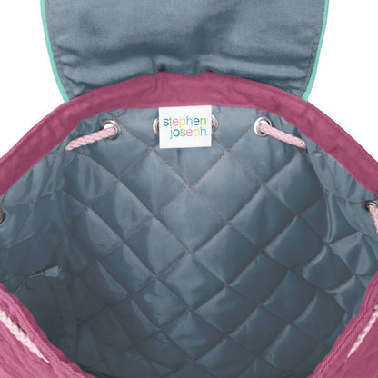 Personalisierter Rucksack für Kinder 8 Liter Kindergartenrucksack aus Baumwolle mit Namen bedruckt Motiv Pferd pink