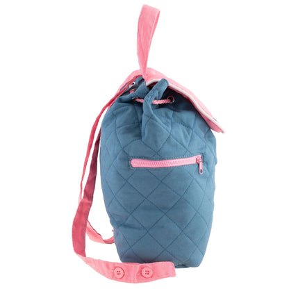 Personalisierter Rucksack für Kinder 8 Liter Kindergartenrucksack aus Baumwolle mit Namen bedruckt Käfer türkis
