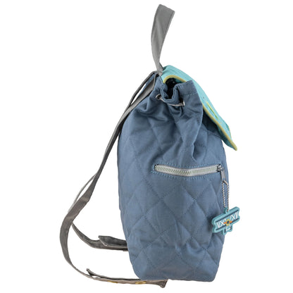 Personalisierter Rucksack für Kinder 8 Liter Kindergartenrucksack aus Baumwolle mit Namen bedruckt Motiv Flugzeug blau
