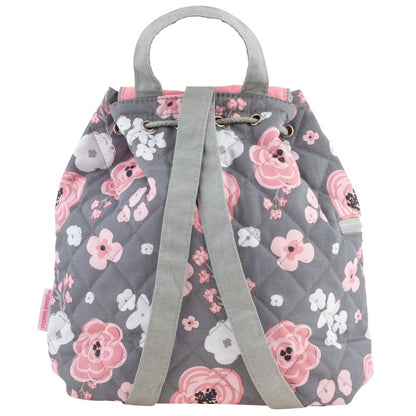 Personalisierter Rucksack für Kinder 8 Liter Kindergartenrucksack aus Baumwolle mit Namen bedruckt Motiv Hase/Blumen