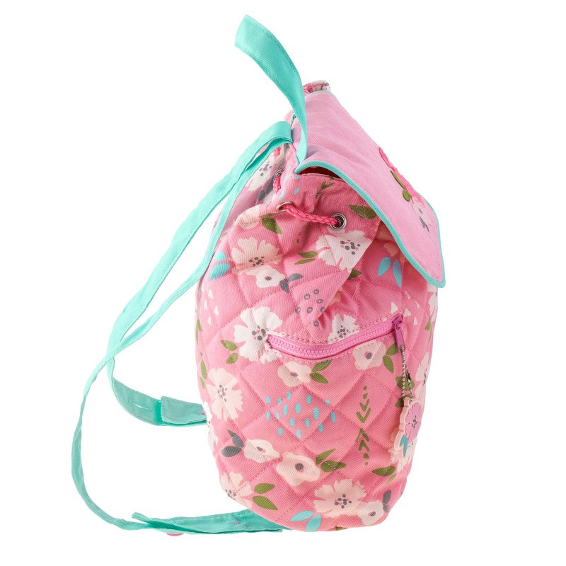 Personalisierter Rucksack für Kinder 8 Liter Kindergartenrucksack aus Baumwolle mit Namen bedruckt Motiv Blumen