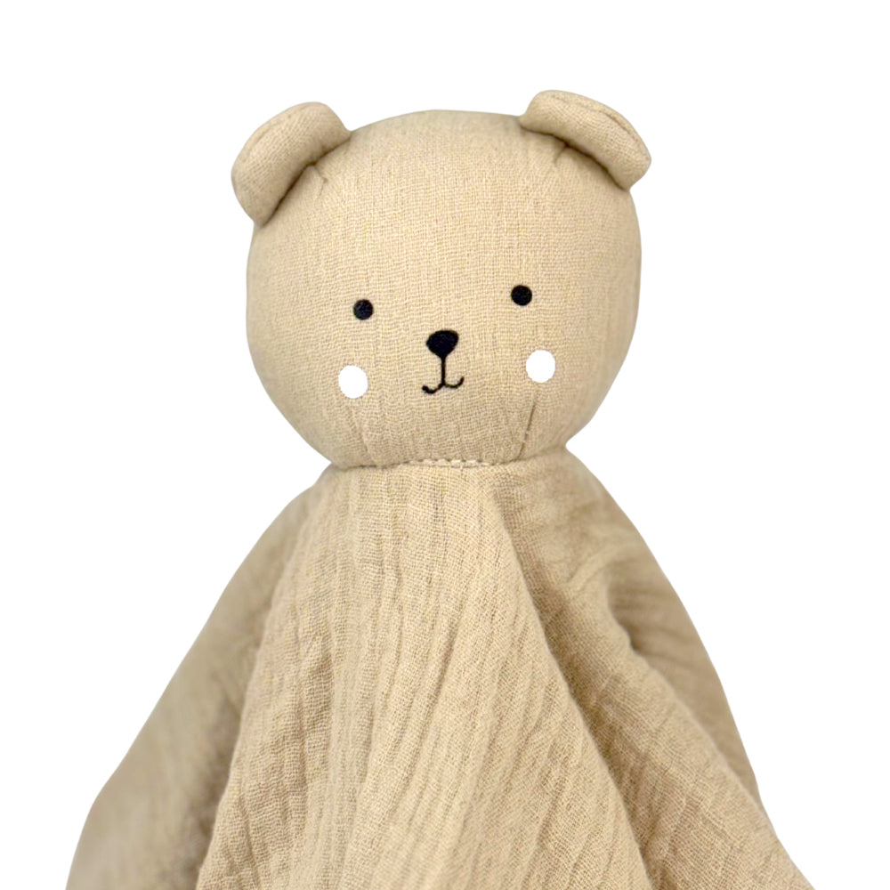 Baby Schnuffeltuch aus Musselin mit Namen bestick Bär