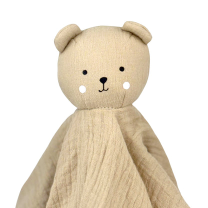 Baby Schnuffeltuch aus Musselin mit Namen bestick Bär