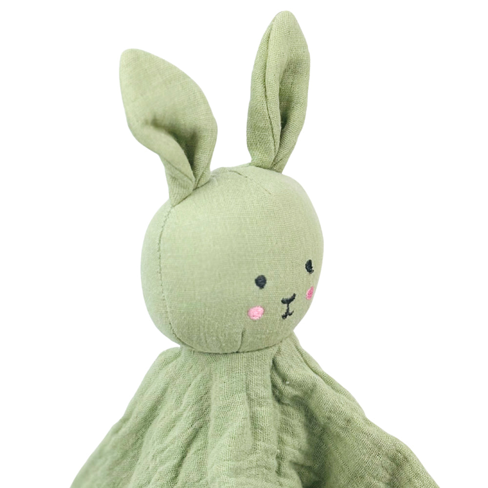 Schnuffeltuch aus Musselin mit Namen bestick Hase grün * Schmusetuch aus Baumwolle * Kuscheltuch für Babys