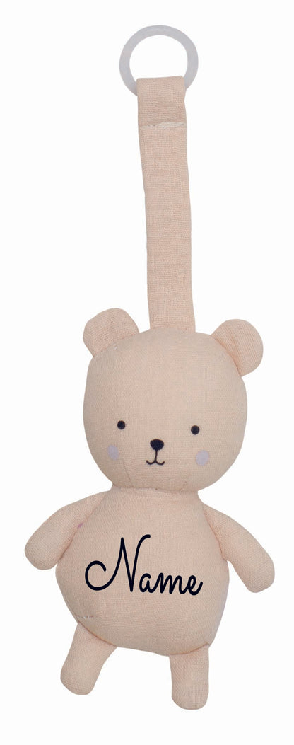 Schnullerband mit Name personalisiert Schnullerhalter aus Stoff Teddy