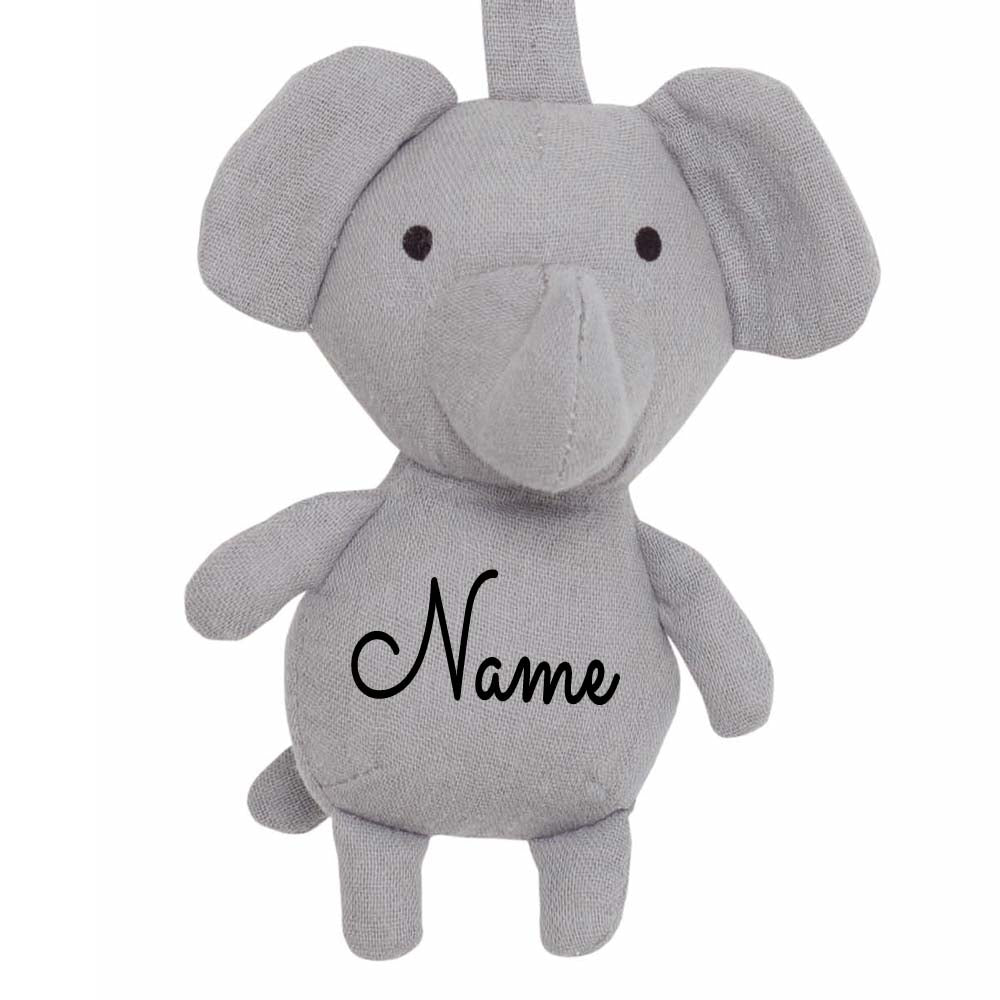 Schnullerband mit Name personalisiert Schnullerhalter aus Stoff Elefant