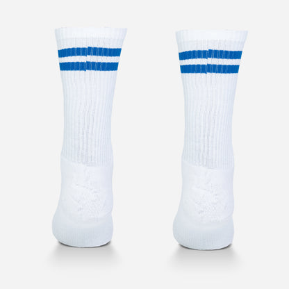 Kindersocken blau zur Einschulung, Tennissocken mit Aufdruck Schulkind 2026, Motiv Stifte