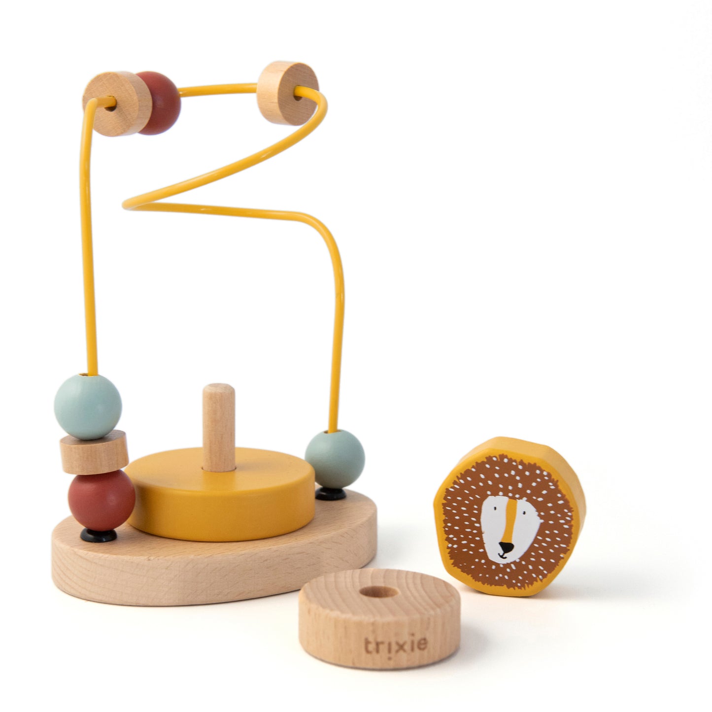 Trixie Mini Motorikschleife aus Holz PERSONALISIERT Steckspiel mit Namen graviert Geschenk zur Geburt Löwe