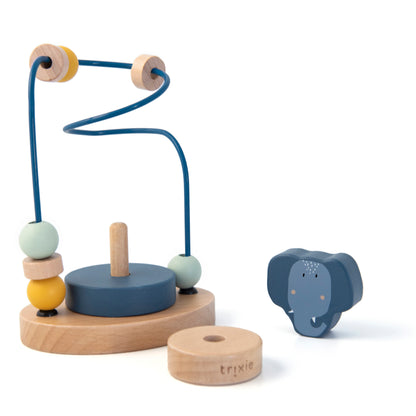 Trixie Mini Motorikschleife aus Holz PERSONALISIERT Steckspiel mit Namen graviert Geschenk zur Geburt Elefant