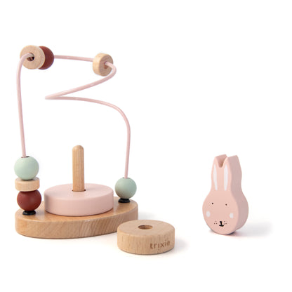 Trixie Mini Motorikschleife aus Holz PERSONALISIERT Steckspiel mit Namen graviert Geschenk zur Geburt Hase