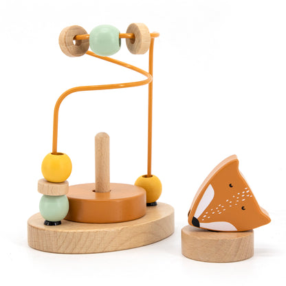 Trixie Mini Motorikschleife aus Holz PERSONALISIERT Steckspiel mit Namen graviert Geschenk zur Geburt Fuchs