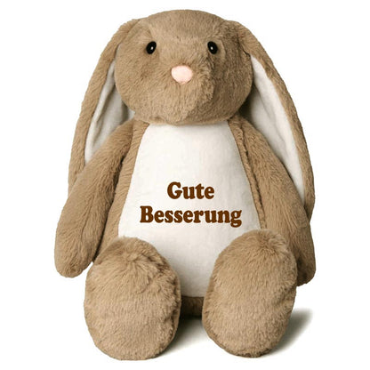 Stofftier Hase Hellbraun mit Name personalisiert Kuscheltier Stoffhase für Kinder Flauschiges Plüschtier 40cm