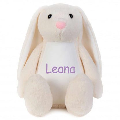 Stofftier Hase Beige mit Name personalisiert Kuscheltier Stoffhase für Kinder Flauschiges Plüschtier 40cm