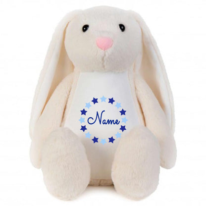 Stofftier Hase beige mit Name personalisiert Kuscheltier Stoffhase für Kinder Flauschiges Plüschtier 40cm Motiv Sternkreis