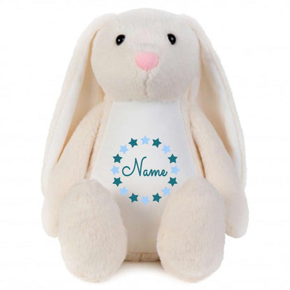 Stofftier Hase beige mit Name personalisiert Kuscheltier Stoffhase für Kinder Flauschiges Plüschtier 40cm Motiv Sternkreis