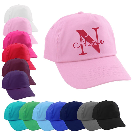 Personalisierte Cap BUCHSTABE für Kinder Baseball Kappe mit Name bedruckt verschiedene Farben