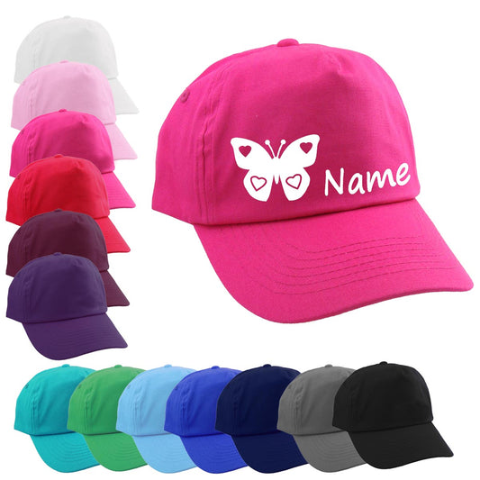 Personalisierte Cap SCHMETTERLING für Kinder Baseball Kappe mit Name bedruckt verschiedene Farben