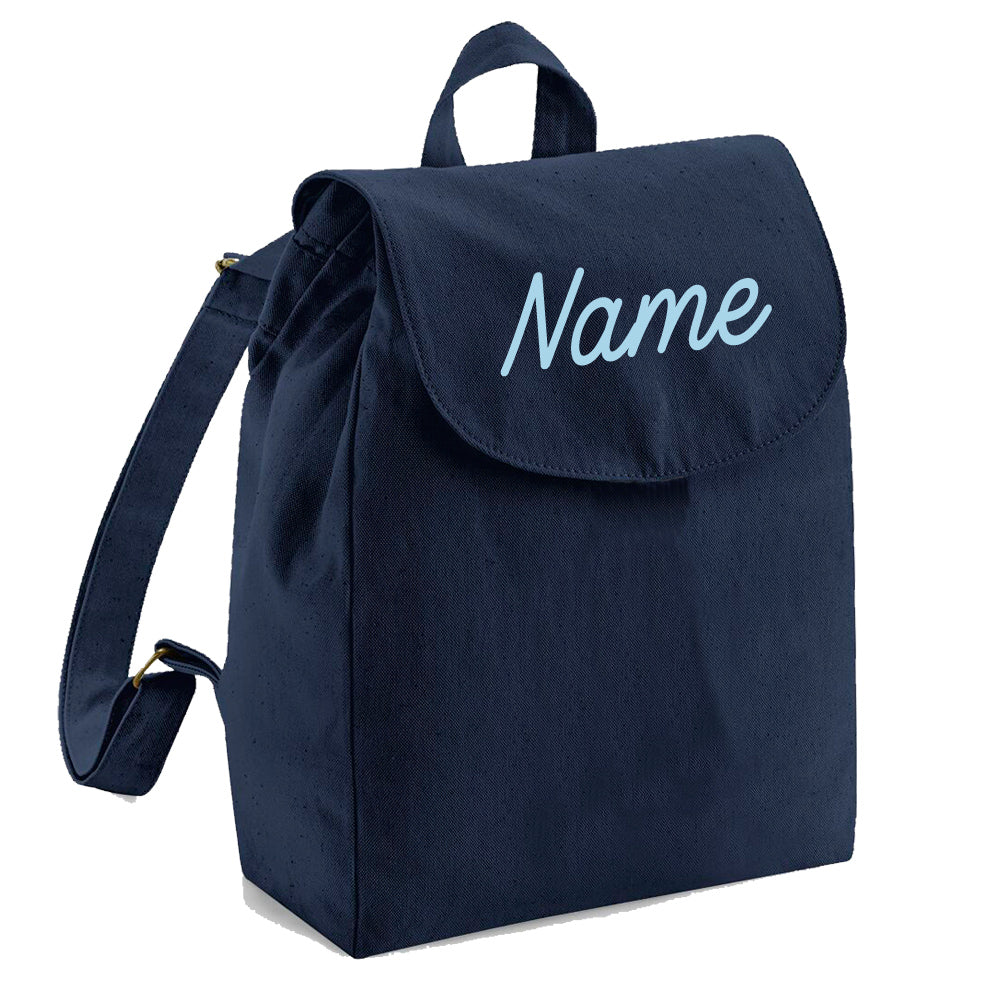 Personalisierter Rucksack aus Bio Baumwolle Kinderrucksack Stoffbeutel mit Name bedruckt verschiedene Farben