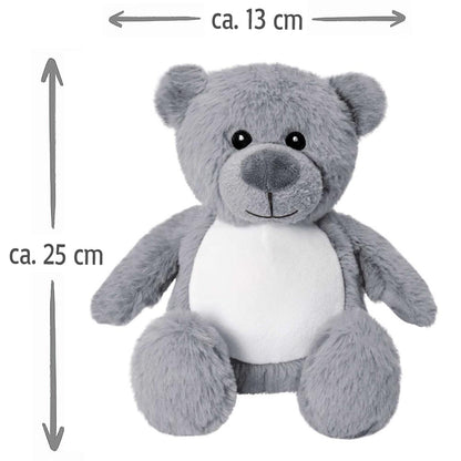 Kleines Stofftier PERSONALISIERT Teddybär mit Name bedruckt Kuscheltier Plüschtier 25cm Bär beige