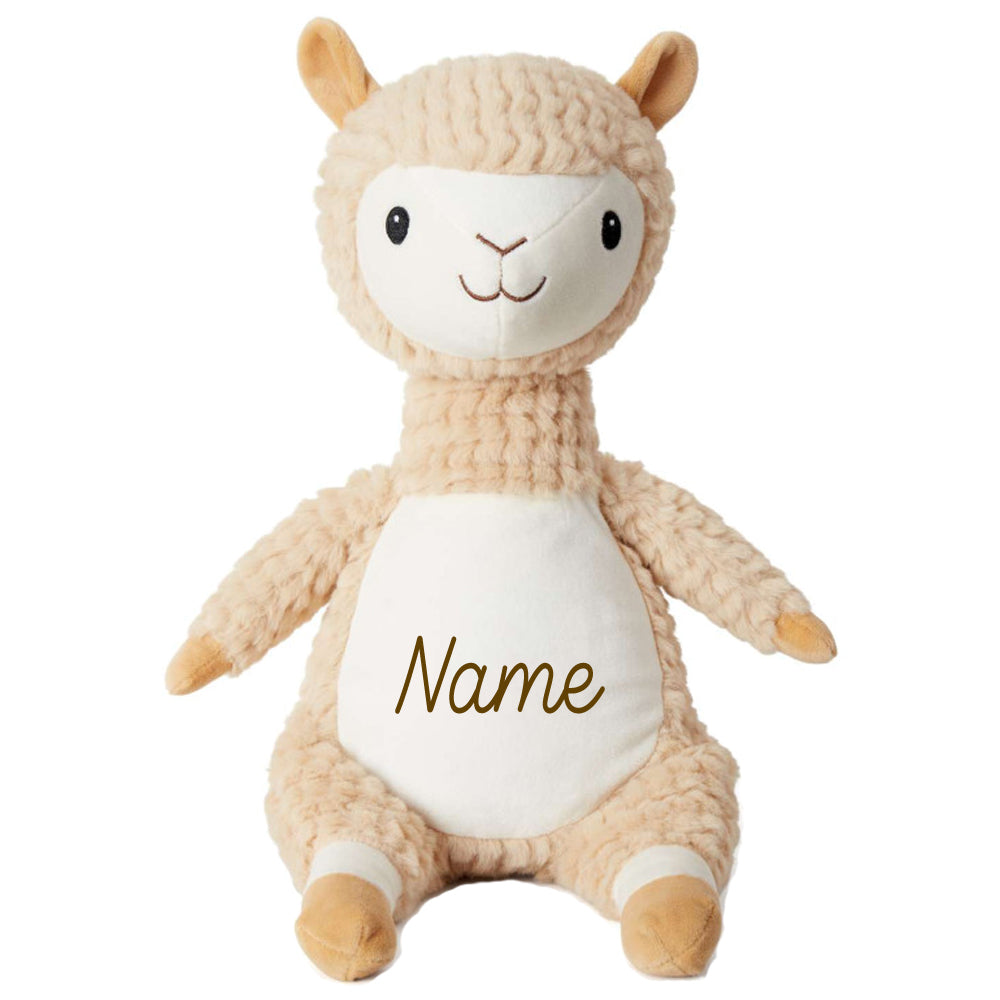 Stofftier Alpaka mit Name personalisiert Kuscheltier für Kinder Flauschiges Plüschtier 40cm Motiv Name
