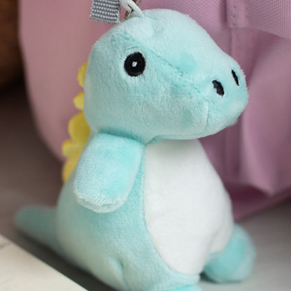 Stofftier Schlüsselanhänger mit Schnellöffner, Personalisierbar mit Name oder Text, Anhänger 16cm Dino