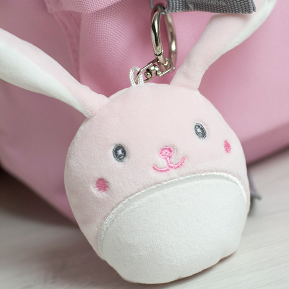 Stofftier Schlüsselanhänger mit Schnellöffner, Personalisierbar mit Name oder Text, Anhänger 16cm Hase