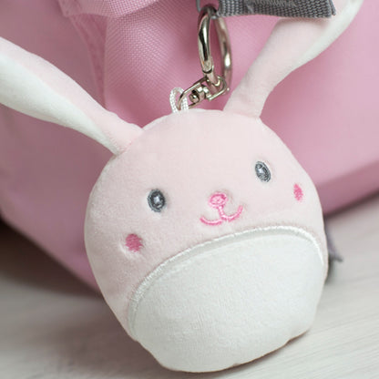 Stofftier Schlüsselanhänger mit Schnellöffner, Personalisierbar mit Name oder Text, Anhänger 16cm Hase