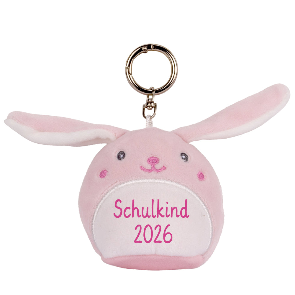 Stofftier Schlüsselanhänger mit Schnellöffner, Personalisierbar mit Name oder Text, Anhänger 16cm Hase