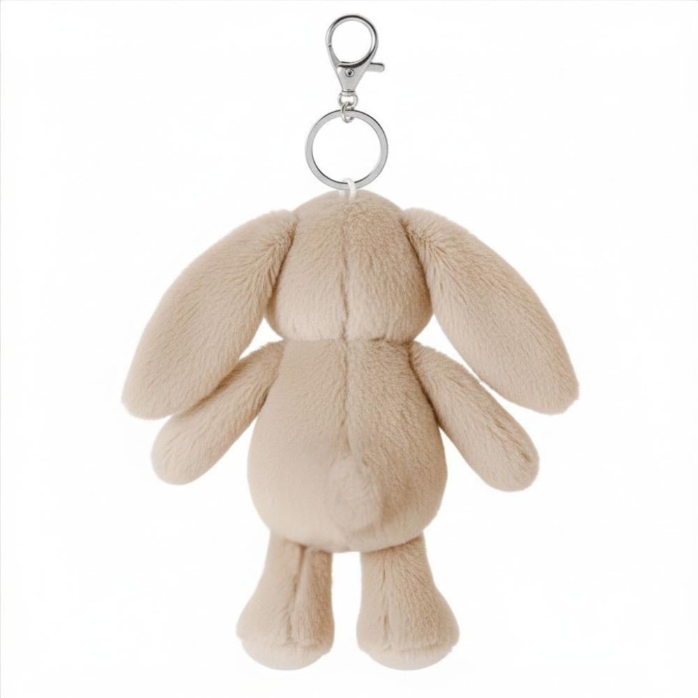 Plüschtier Schlüsselanhänger Hase hellbraun mit Schnellöffner, Personalisierbar mit Name oder Text, Stofftier Anhänger