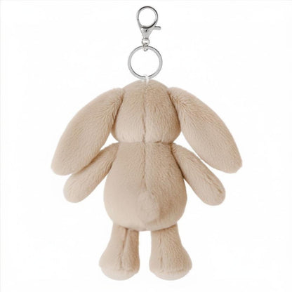 Plüschtier Schlüsselanhänger Hase hellbraun mit Schnellöffner, Personalisierbar mit Name oder Text, Stofftier Anhänger