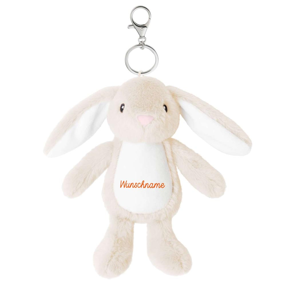 Plüschtier Schlüsselanhänger Hase beige mit Schnellöffner, Personalisierbar mit Name oder Text, Stofftier Anhänger (Kopie)
