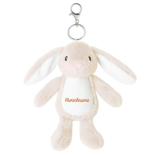 Plüschtier Schlüsselanhänger Hase beige mit Schnellöffner, Personalisierbar mit Name oder Text, Stofftier Anhänger (Kopie)