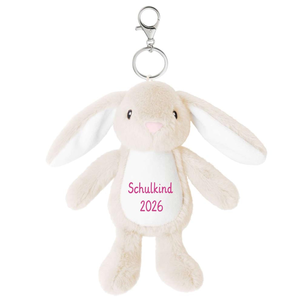 Plüschtier Schlüsselanhänger Hase beige mit Schnellöffner, Personalisierbar mit Name oder Text, Stofftier Anhänger (Kopie)