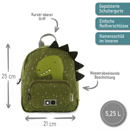 Personalisierter Kinderrucksack von Trixie mit Name für Kindergarten und Kita Motiv Dinosaurier