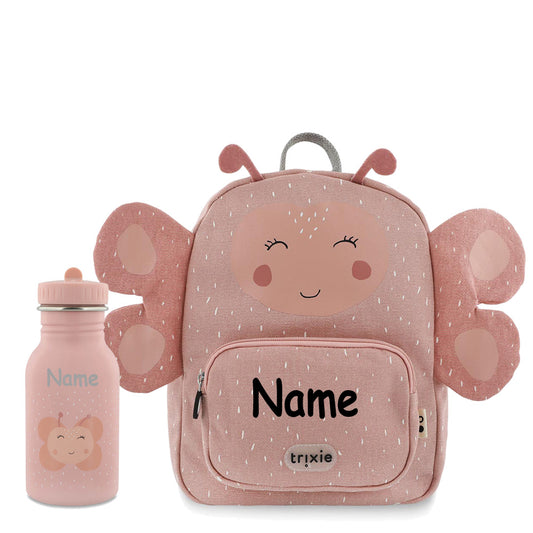 Rucksack + Trinkflasche im Set von Trixie mit Name personalisiert Motiv Schmetterling