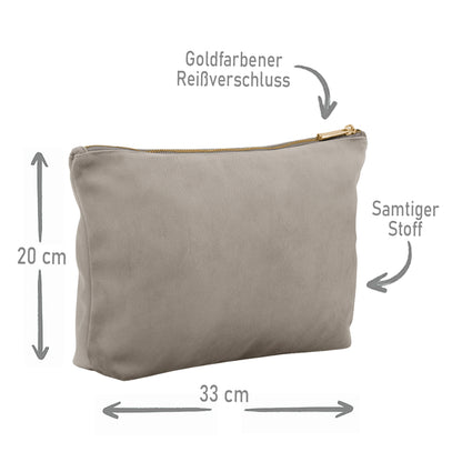 Kosmetiktasche aus Samt mit Name Bedruckt personalisierte Schminktasche für Handtasche Beautybag Accessoire Tasche petrol