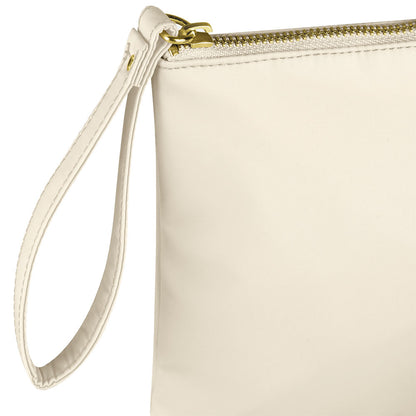 Kosmetiktasche aus Nylon mit Name Bedruckt personalisierte Schminktasche für Handtasche Beautybag Accessoire Tasche beige