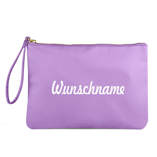 Kosmetiktasche aus Nylon mit Name Bedruckt personalisierte Schminktasche für Handtasche Beautybag Accessoire Tasche flieder