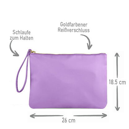 Kosmetiktasche aus Nylon mit Name Bedruckt personalisierte Schminktasche für Handtasche Beautybag Accessoire Tasche flieder