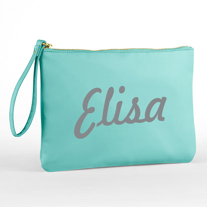 Kosmetiktasche aus Nylon mit Name Bedruckt personalisierte Schminktasche für Handtasche Beautybag Accessoire Tasche mint